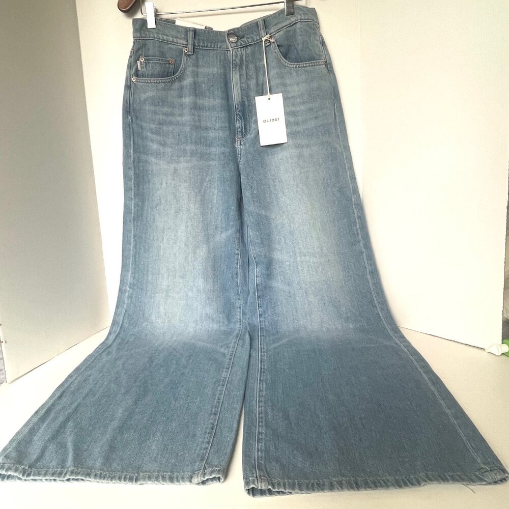 DL1961 Hepburn Wide Leg High Rise Jeans Womens 29 River Bank Lightweight - Picture 2 of 11